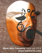 mask with speaker mouth and blending of many faces into one. Music note on the face