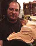Alfredo Denaia with his unfinished leather mask