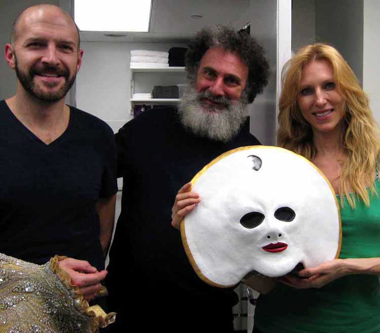 Backstage of Queen of the Night,  Lawrence Bell, Stanley Allan Sherman and Katherine Crockett - with the just finished mask.