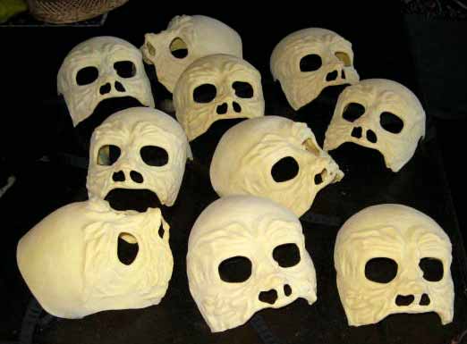 raw unfinish 10 skull masks
