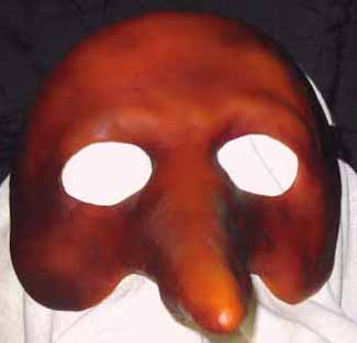 Zanni - long nose mask tan front view