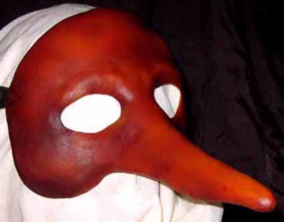 Zanni - long nose mask tan left side view