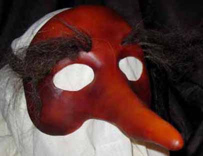 Zanni long nose mask with hairy eyebrows