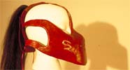 sultan mask side view red with a pony tail