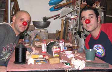 Rob Torres & Keith Nelson trying on their new clown noses they made