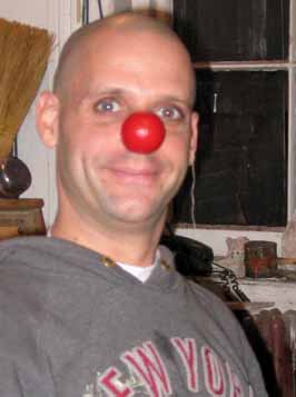 Rob Torres wearing his just finihed clown nose