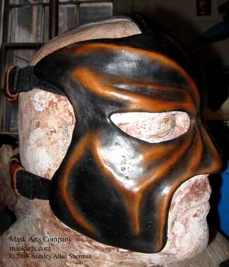 Abyss wrestling mask, black & tan half mask right side